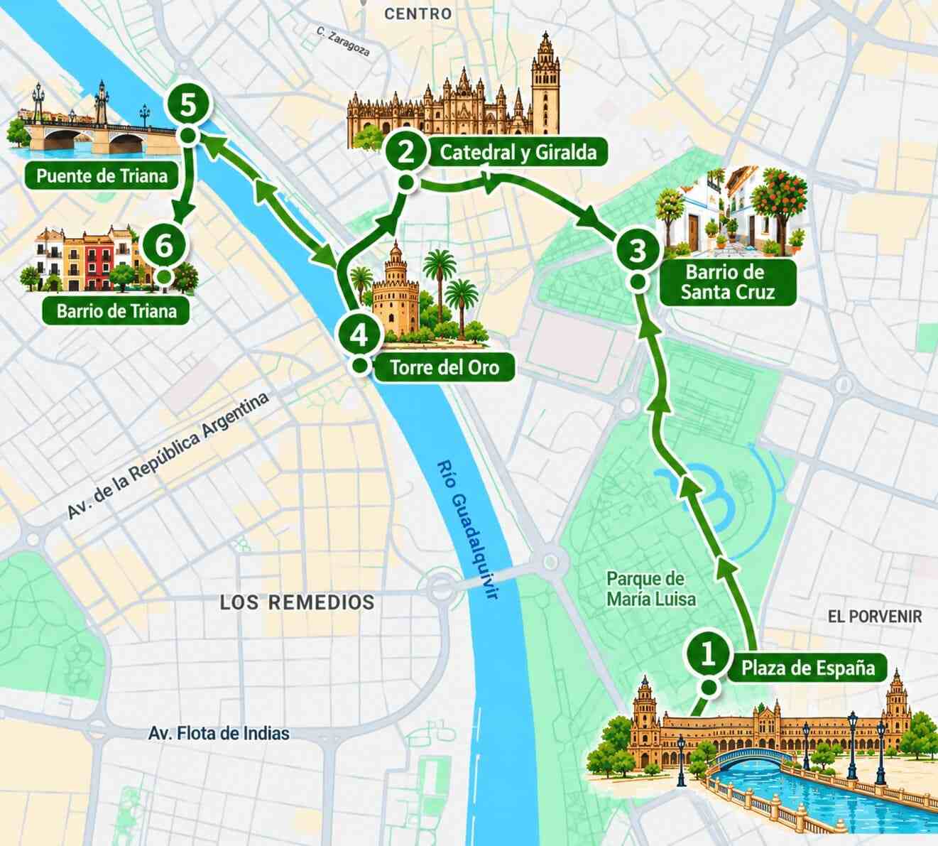 Ruta de Sevilla por la noche